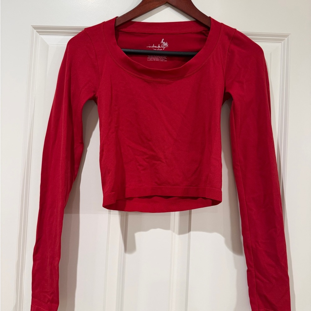 Free People Vibrant Red Long Sleeve Top